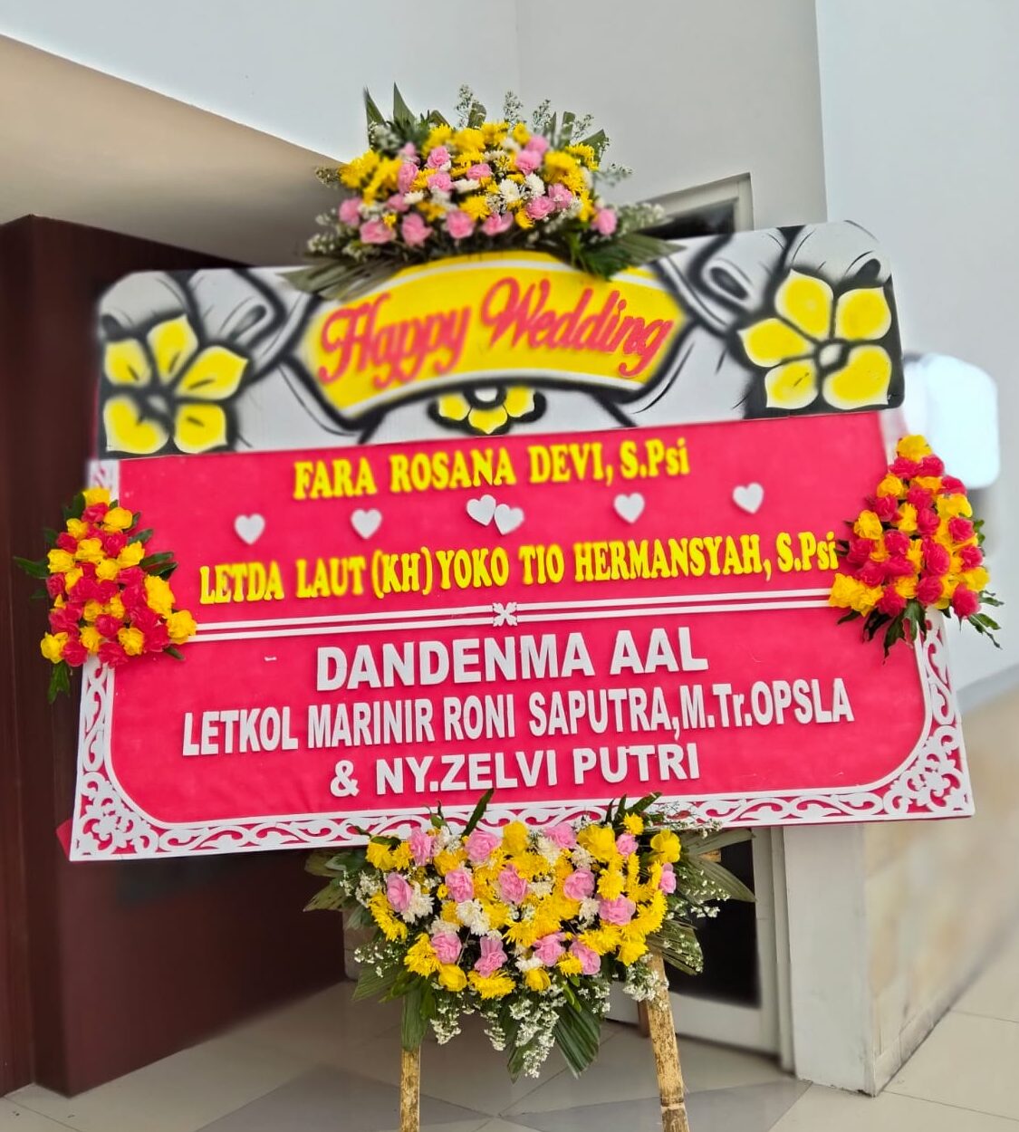 Karangan Bunga Papan Happy Weding B